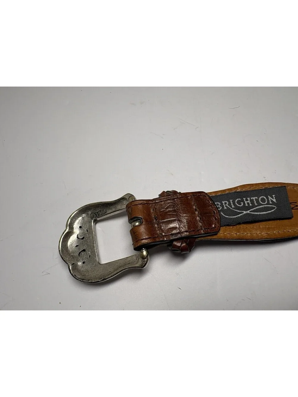 BRIGHTON Brown Leather Braided Belt 91807 Silver Tone Buckle & Conchos Size Med